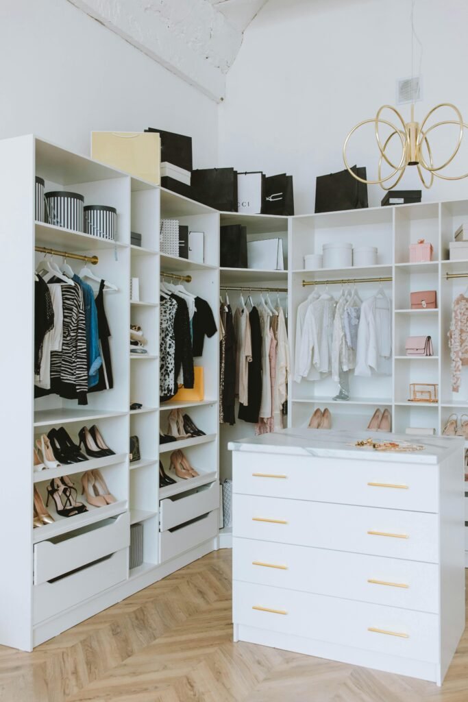 having the right clothes, shoes and bags in the closet