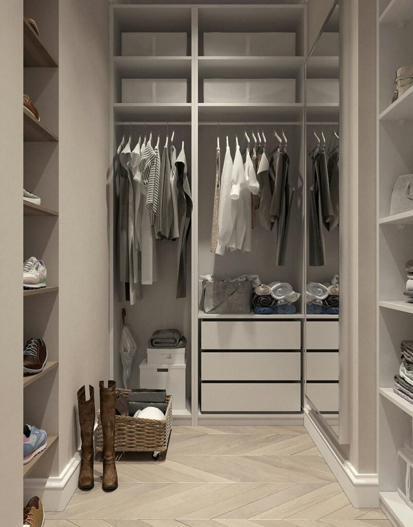 clean wardrobe with all the clothes well arranged accordingly